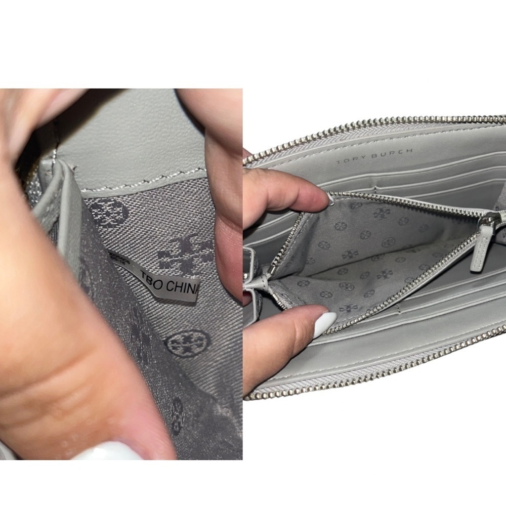 Tory Burch Alexa Zip Continental Wallet Grey Quilted Leather - Picture 14 of 16